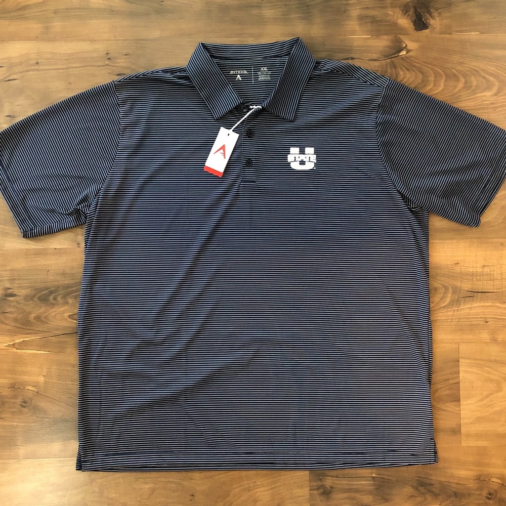 Antigua Utah State Polo XXL White & Navy Stripe